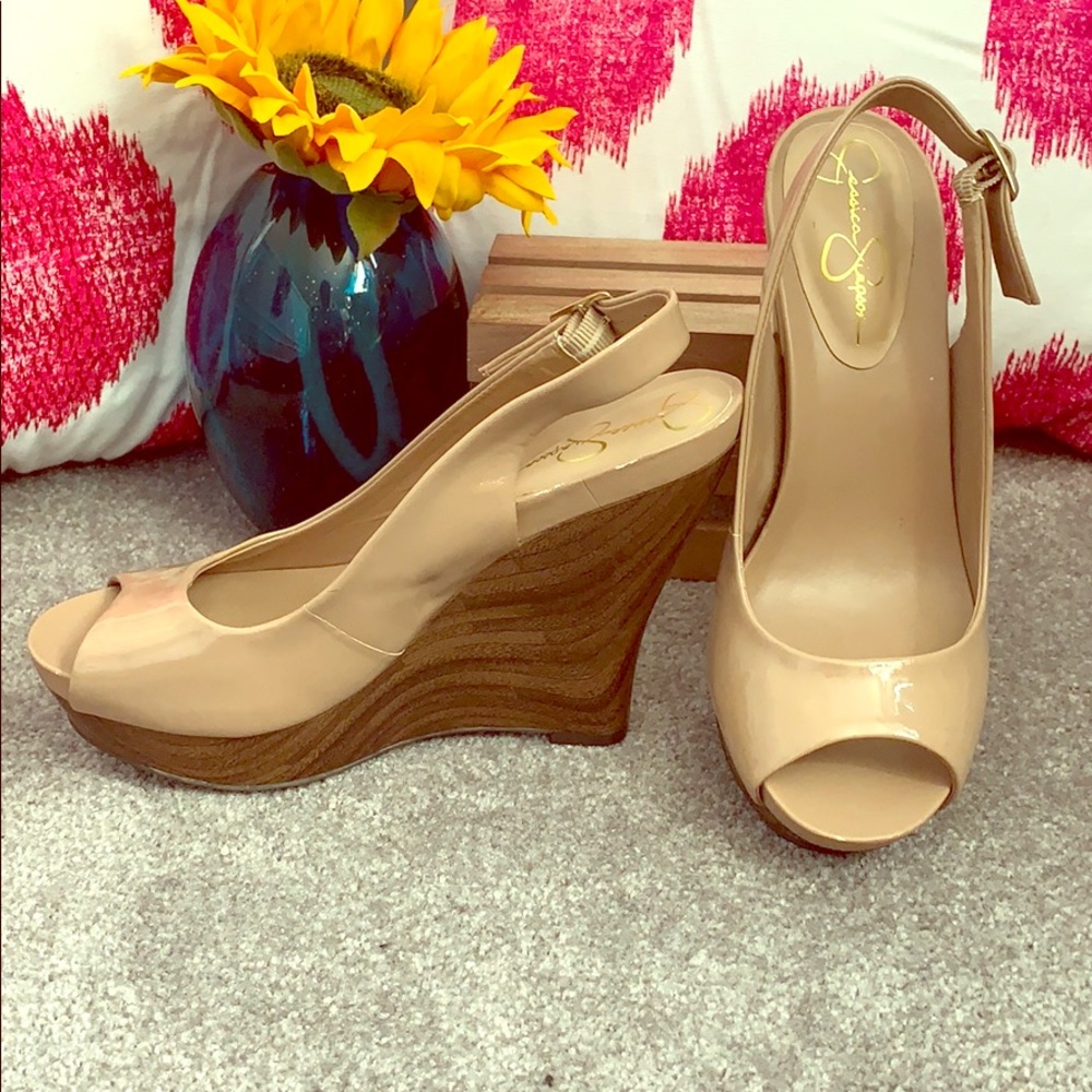 Jessica Simpson nude wedges. Size 7.